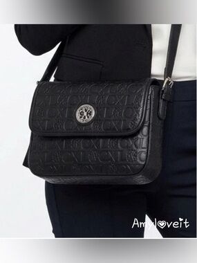 CXL by Christian Lacroix Clara Embossed Logo Shoulder Bag #94